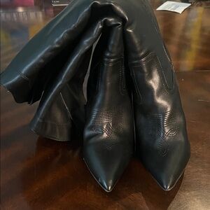 Charlotte Russe Black Leather Pointed Boots